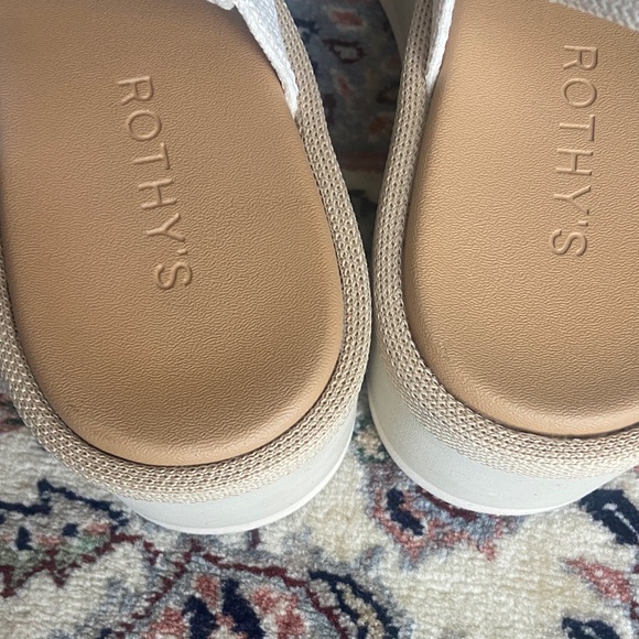 Rothys Sandals Lightweight Wedge Salt Cream Platform Open Toe Strappy Shoes 8.5 - Picture 14 of 15